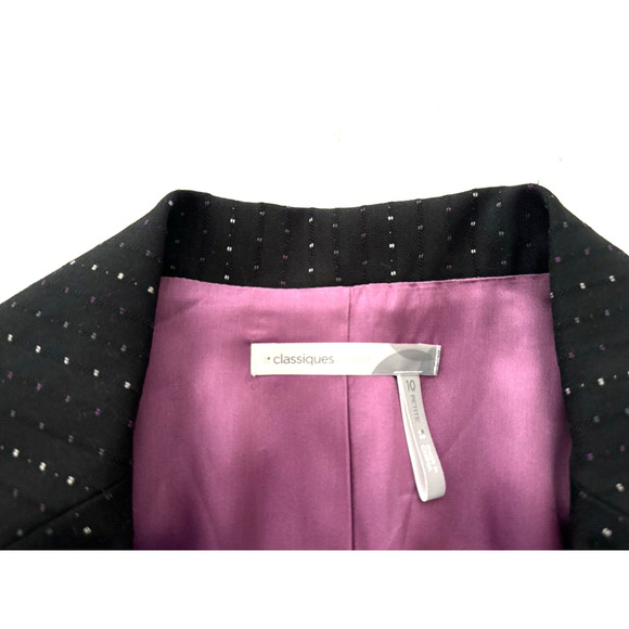 Classiques Entier Blazer 8 Petite Black 3-Button Jacket Dots Career Business - Picture 2 of 13